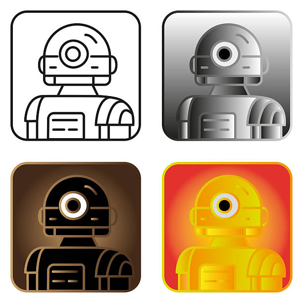 Robot icon. Head with eye. Industrial face style. Vector tech symbol. EPS 10.
