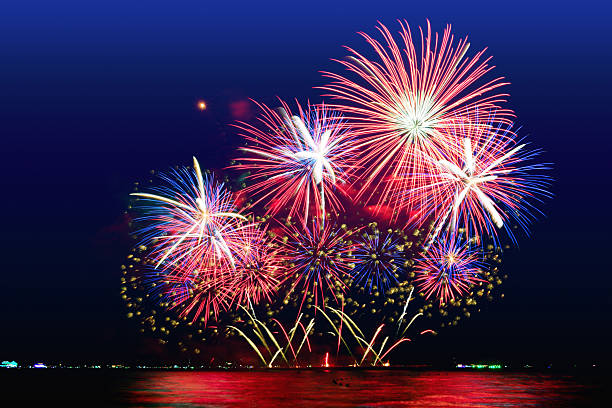 istock Colorful fireworks celebration and the midnightblue sky background. 2231072617