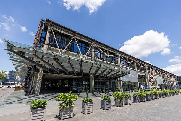 Shanghai, China - August 18, 2025 : MIFA 1862 shipyard in Shanghai, China. An old shipyard is transformed into a mixed-use complex with shops, a theater, and an exhibition space.