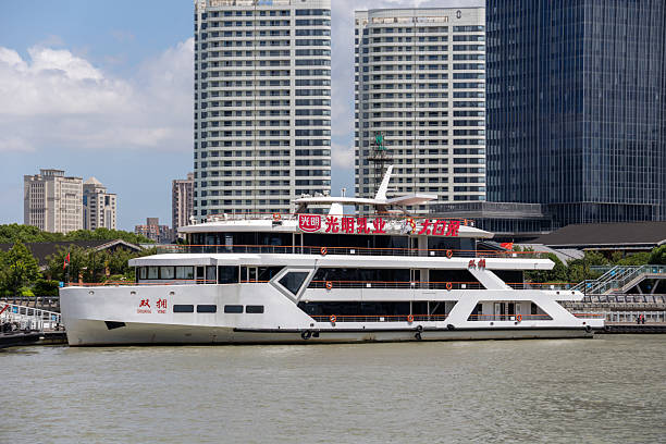 Shanghai, China - August 18, 2025 : Huangpu River Sightseeing Cruise in Shanghai, China.