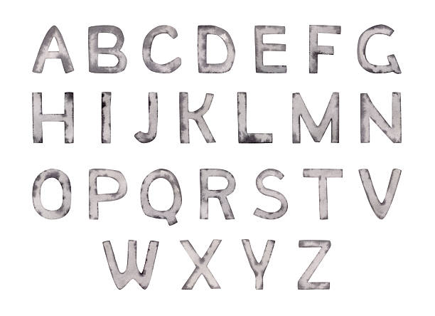 istock Watercolor english alphabet. Black and gray capital letters, ABC 2231083840
