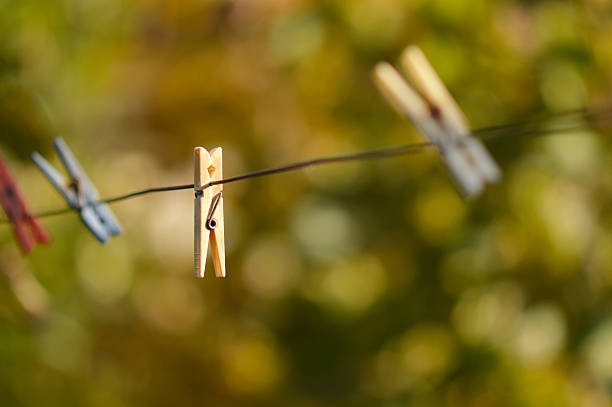 istock colorful plastic clothes clips hanging on the metal rope 2231091815