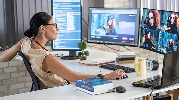 istock Senior female website designer, generates an image with artificial intelligence and creates a prompt 2231102739