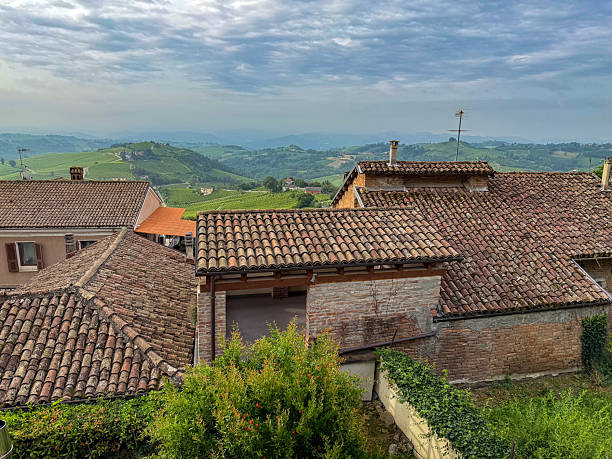 Alice Bel Colle, Alessandria province, Monferrato, Piedmont, Italy: panoramic view from a terrace