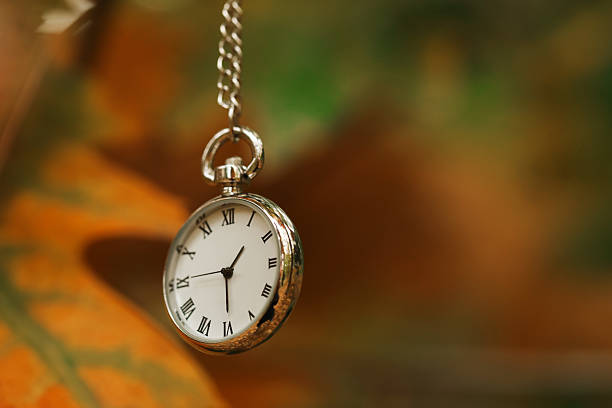 istock Autumn time. Chain watch on blurred background, closeup with space for text 2231106306
