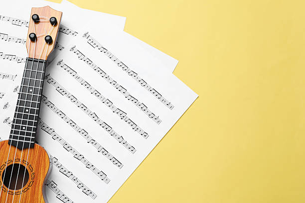 Old  musical sheet paper macro shot. Music theme