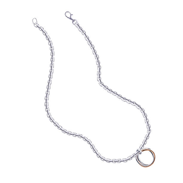 istock Curved silver chain with round pendant. Isolated watercolor jewelry illustration for catalog design, shop windows, branded packaging, interior design and wedding events. 2231110622