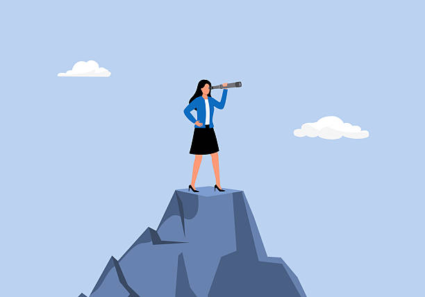istock Search for opportunity, business vision, success direction or finding new employee, career future, secret discovery or research concept, businessman look through telescope or binoculars 2231121999