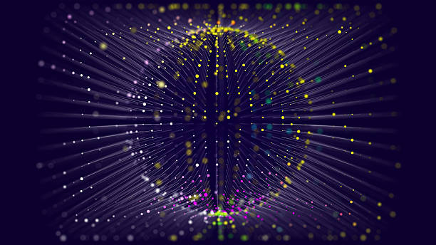 istock Abstract futuristic data massiv with sphere from grid connecting color dots on dark. Sphere  in array databox. Concept visualization for technology, analytics and science. 2231125864
