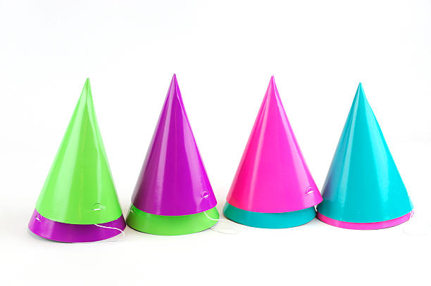 istock shiny party hats on white background 2231139477
