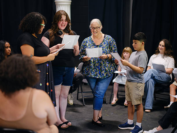A community theater group rehearsing a play.