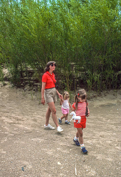 Big Bend NP - Mother & Daughters Walk near the River - 1984