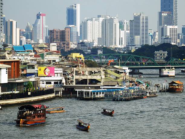 View of Bangkok downtown from Chao Phraya river
