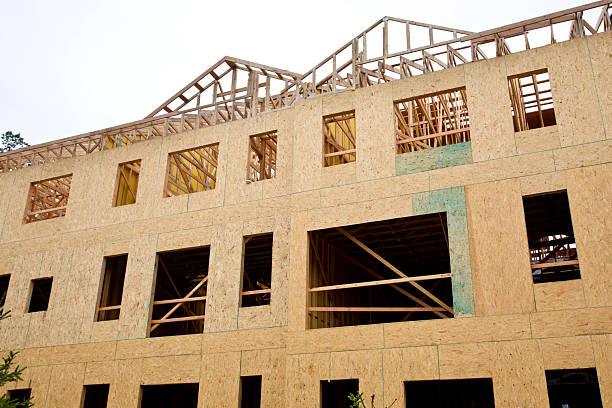 Mass Timber Construction, new apartment complex under construction in a suburban setting.