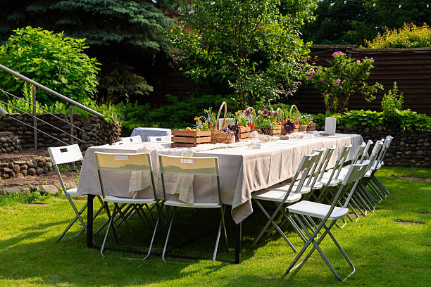 istock Garden dining table set for outdoor gathering 2231175224