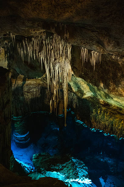 istock Majestic underground cave with stalactites and illuminated turquoise waters 2231185299