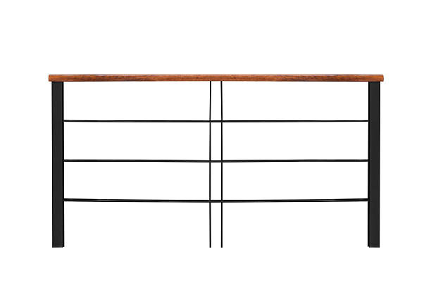 istock Steel railing with wood on top isolated on white background 2231205043