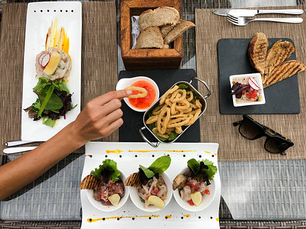 istock Top table view of variable healthy, fresh snack stylish presented on plate 2231209967