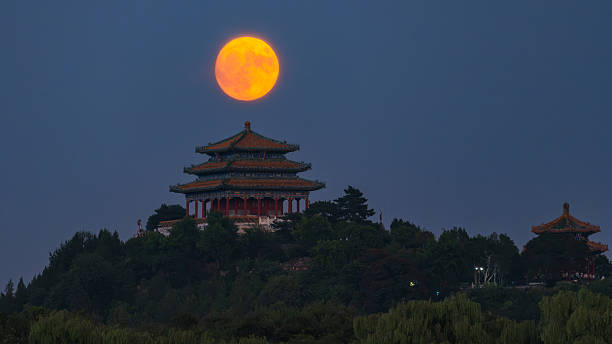 istock Celestial Crown: Full Moon Hovering Over Wanchun Pavilion, Beijing 2231213430