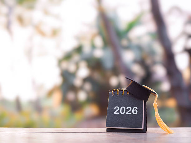 istock Study goals, 2026 Desk calendar with graduation hat. The concept for Resolution, Goal, Action, Planning, and manage time to success graduate. 2231216457