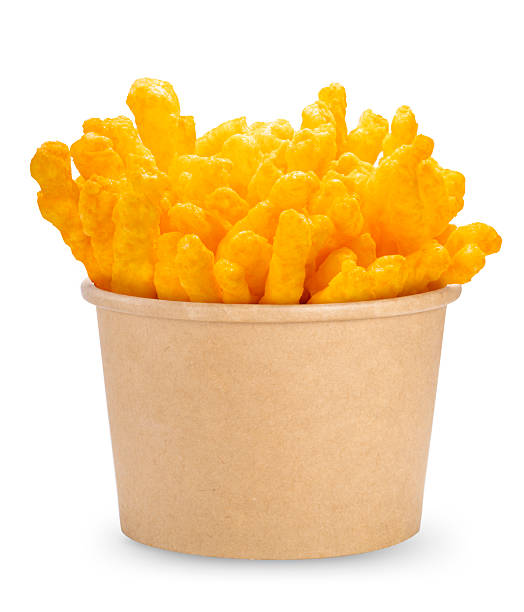 istock Corn snacks cheesy in paper box isolated on white background, Puff corn or Corn puffs cheese flavor on white background. 2231225075
