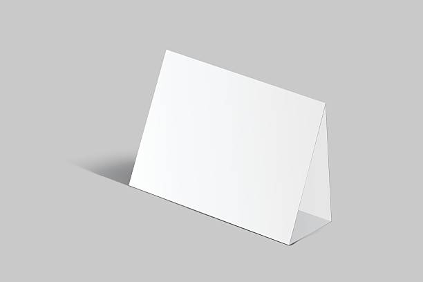 istock Vector mockup of a blank tent card horizontal a4 format, standing isolated. Perfect template for menu design, restaurant, cafe, event signage, table display, branding, promotion, ads and presentations 2231229522