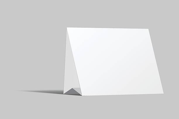 istock Vector mockup of a blank tent card horizontal a4 format, standing isolated. Perfect template for menu design, restaurant, cafe, event signage, table display, branding, promotion, ads and presentations 2231229525
