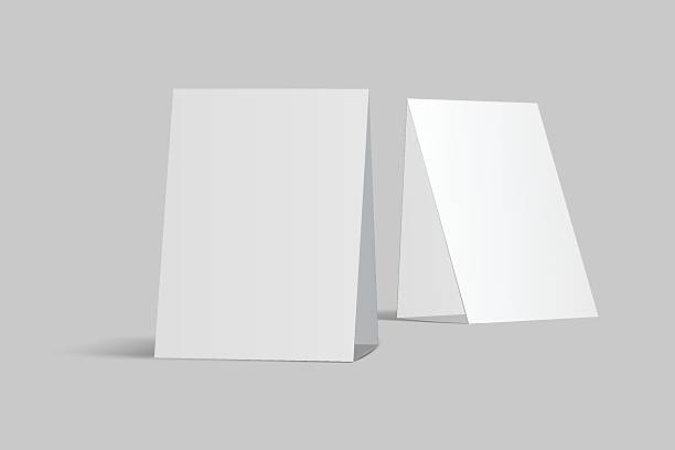 istock Vector mockup of a blank tent card vertical a4 format, standing isolated. Perfect template for menu design, restaurant, cafe, event signage, table display, branding, promotion, ads and presentations 2231229526
