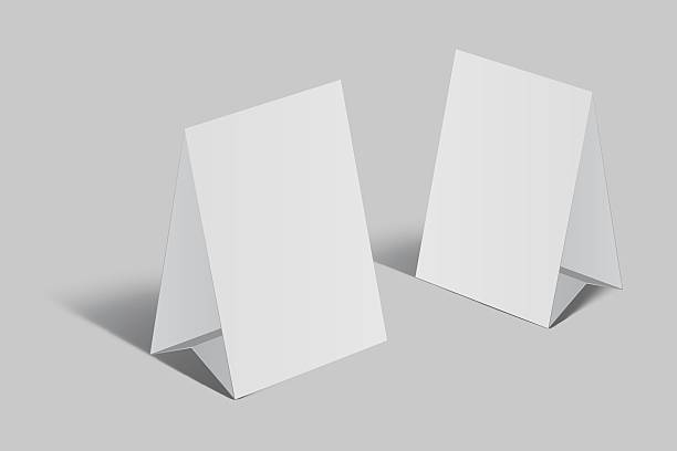 istock Vector mockup of a blank tent card vertical a4 format, standing isolated. Perfect template for menu design, restaurant, cafe, event signage, table display, branding, promotion, ads and presentations 2231229529