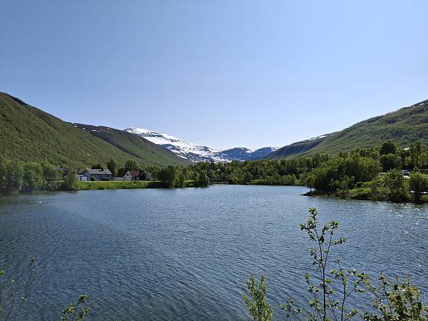 Scenic Scandinavian Landscape with Lake and Mountains