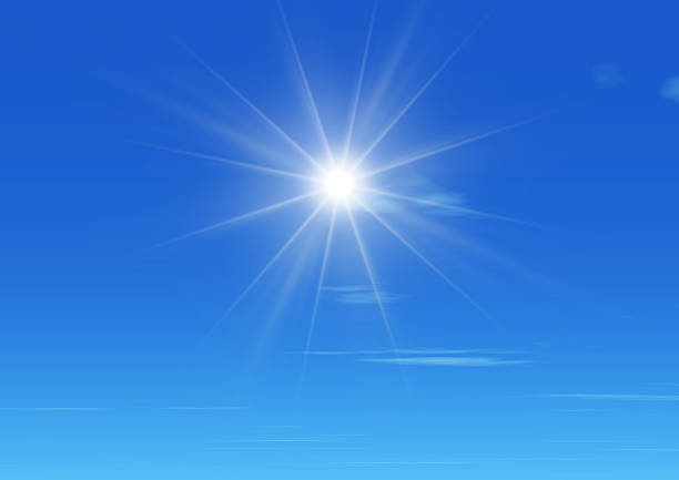 istock 3d illustration background of blue sky with clouds and bright sun 2231233268