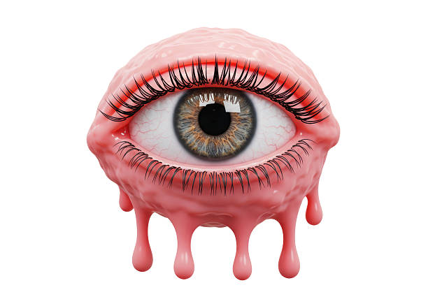 Isolated Surreal Melting Pink Eye with Long Eyelashes