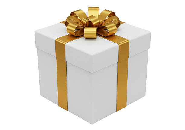 istock Isolated White Gift Box Tied with Gold Ribbon for Special Occasions 2231240864