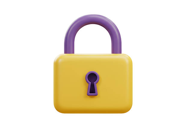 istock Isolated Yellow Padlock with Purple Shackle Secure 2231241917