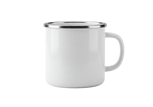 istock Isolated White Enamel Mug with Silver Rim 2231242270