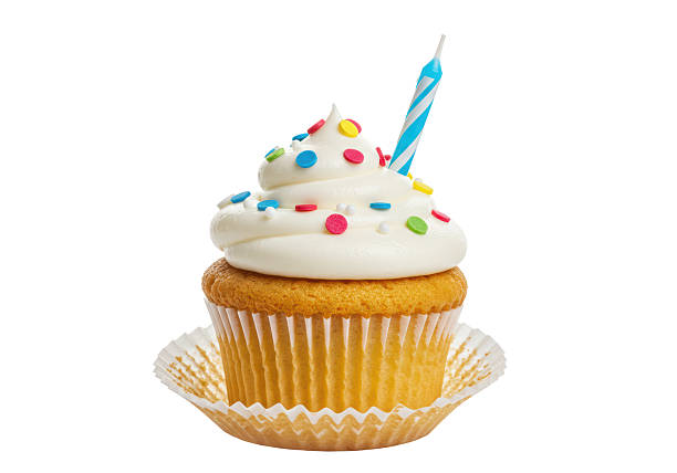 istock Isolated Festive Birthday Cupcake with Sprinkles and Candle 2231242313