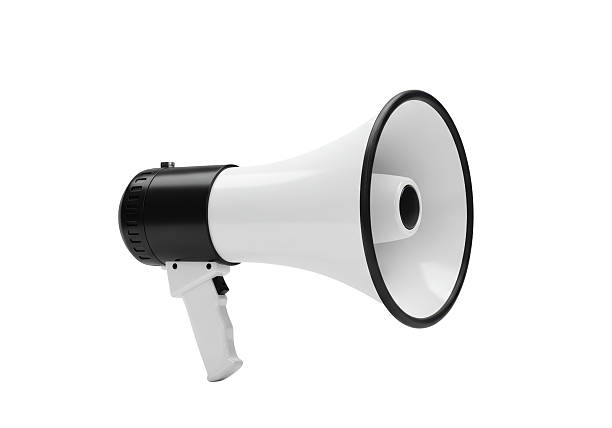 istock Isolated White Megaphone Announcing Sound Loudspeaker 2231242439