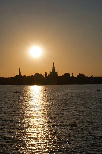 Sunset over Constance on Lake Constance
