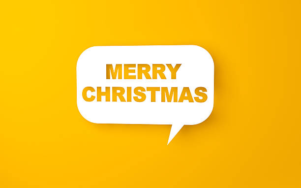 Merry Christmas Speech Bubbles On Orange Background