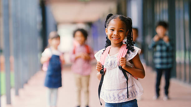 istock Portrait Of Smiling Female Elementary School Pupil Outdoors With Backpack At School 2231268926