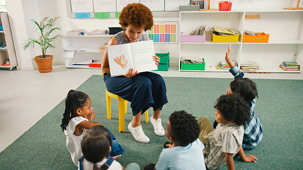 istock Female Teacher Reads And Asks Questions To Multi-Cultural Elementary School Pupils In Class 2231269005