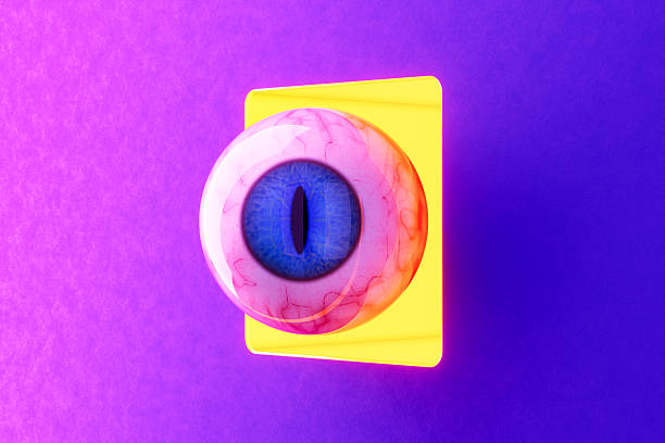 istock Halloween Eye Floating out of Neon Frame 2231276125