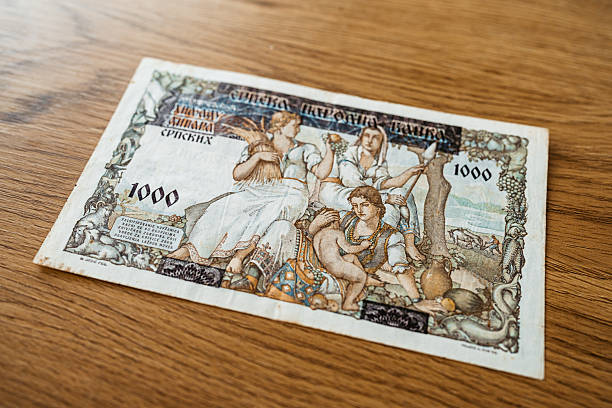 1000 dinar banknote from Serbia on the table.