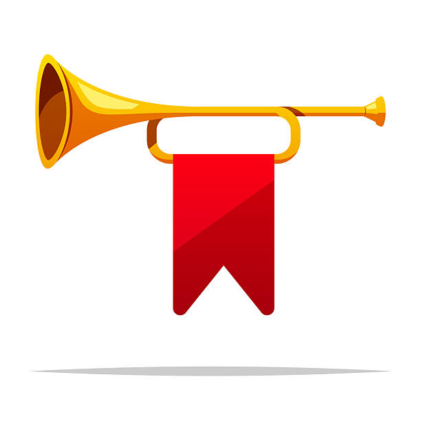 istock Fanfare trumpet with red flag vector isolated illustration 2231285743