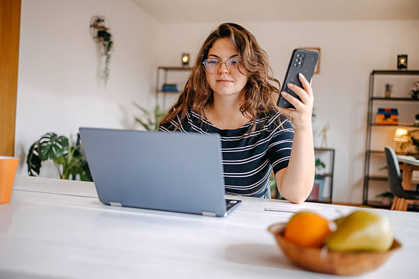 istock Contactless payment using laptop at home 2231300420