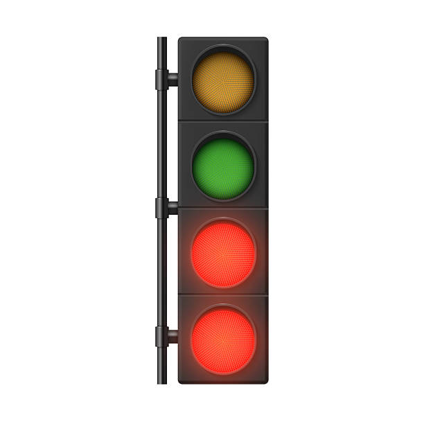 istock Illustration of racing traffic light for starting line isolated on white background symbolizing start or end of race 2231302449