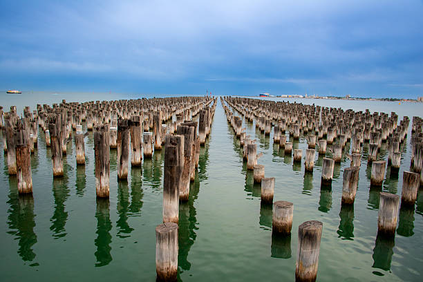 istock Princes Pier in Port Melbourne has significant remnants of its original structure, particularly the original timber pylons or piles 2231306713