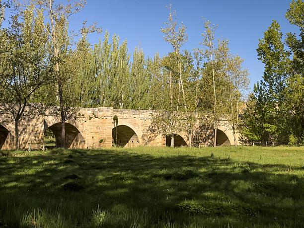 Medieval bridge over the Pisuerga River, in Torquemada, Palencia