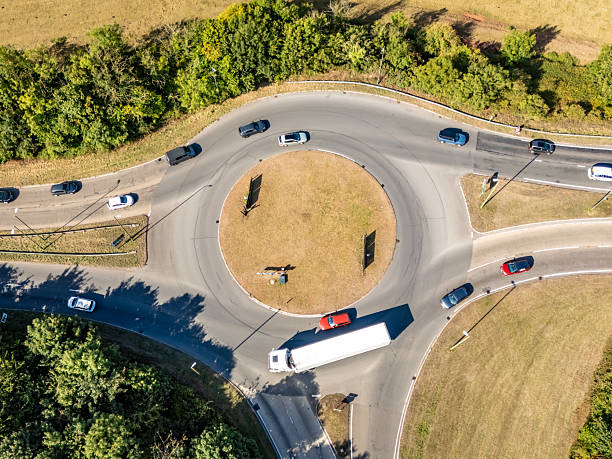 istock Lorry on a roundabout traffic junction 2231312950