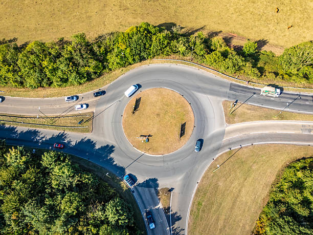 istock Directly over a roundabout traffic junction 2231313015